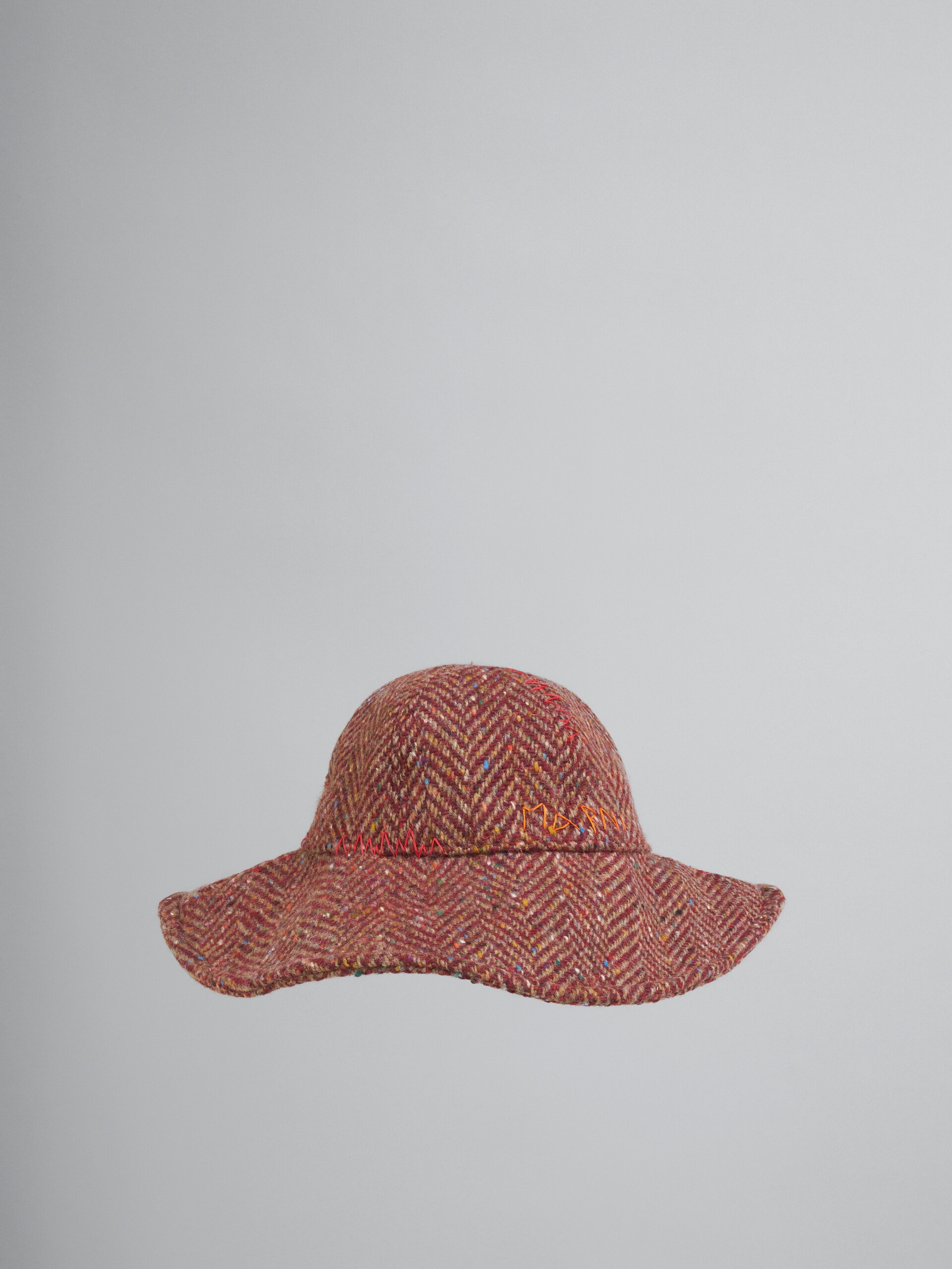 BURGUNDY CHEVRON BUCKET HAT - 1