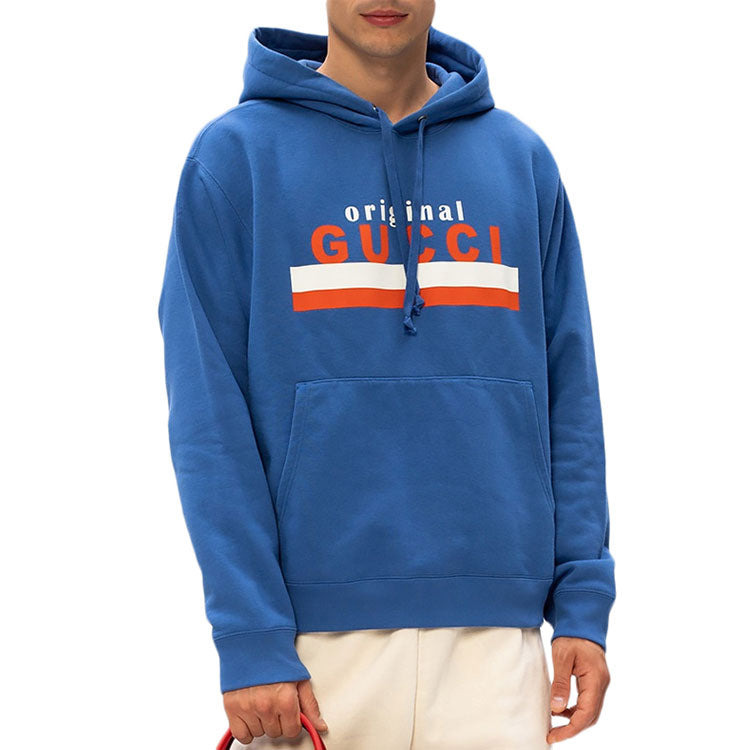 Gucci Original Printing Logo hooded Long Sleeves Blue 626989-XJCOR-4370 - 4