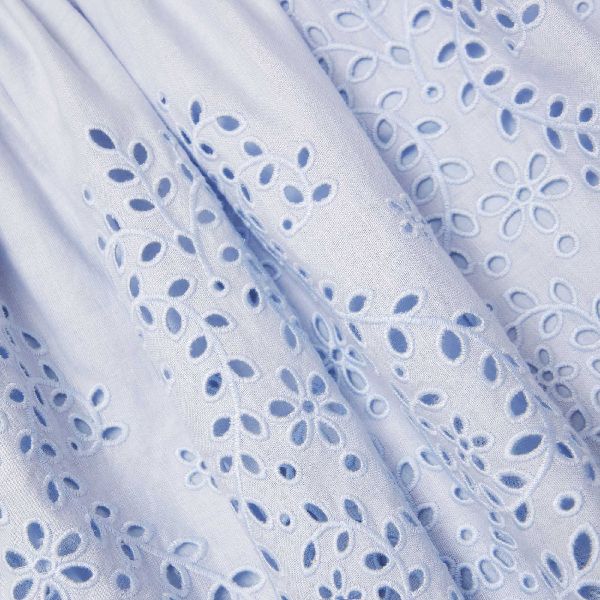 Blue Embroidered Linen Mini Dress - 5