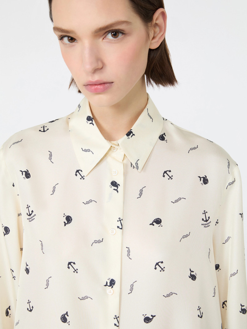 PAVIDO Printed silk shirt - IVORY 6