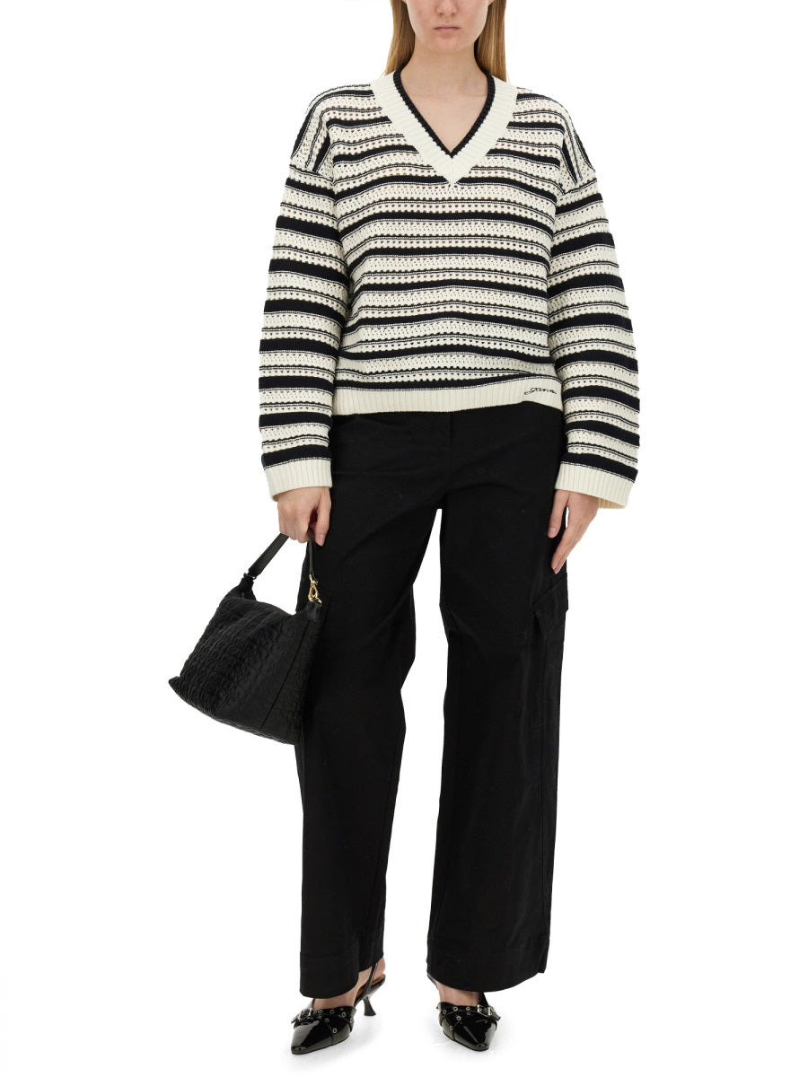 Ganni Women Herringbone Pants - 2