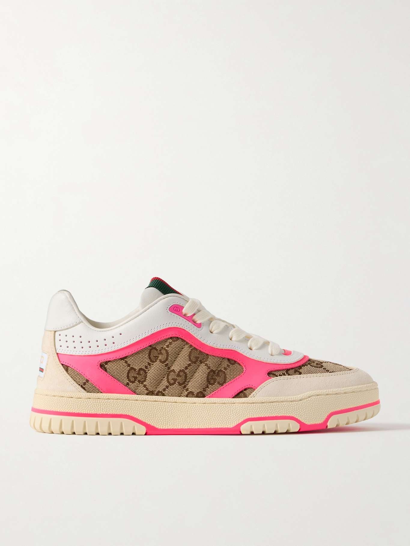 Re-Web suede, neon leather and canvas-jacquard sneakers - 1