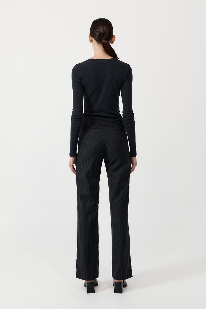 Deconstructed Pinstripe Trousers - Black 5