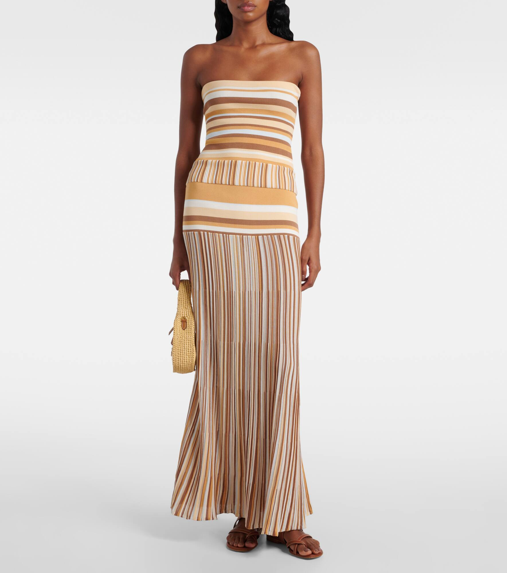 Citara striped knitted cotton-blend tube top - 2