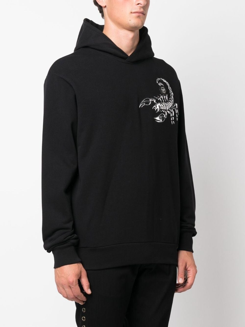 Scorpion appliqué-detail cotton hoodie - 3