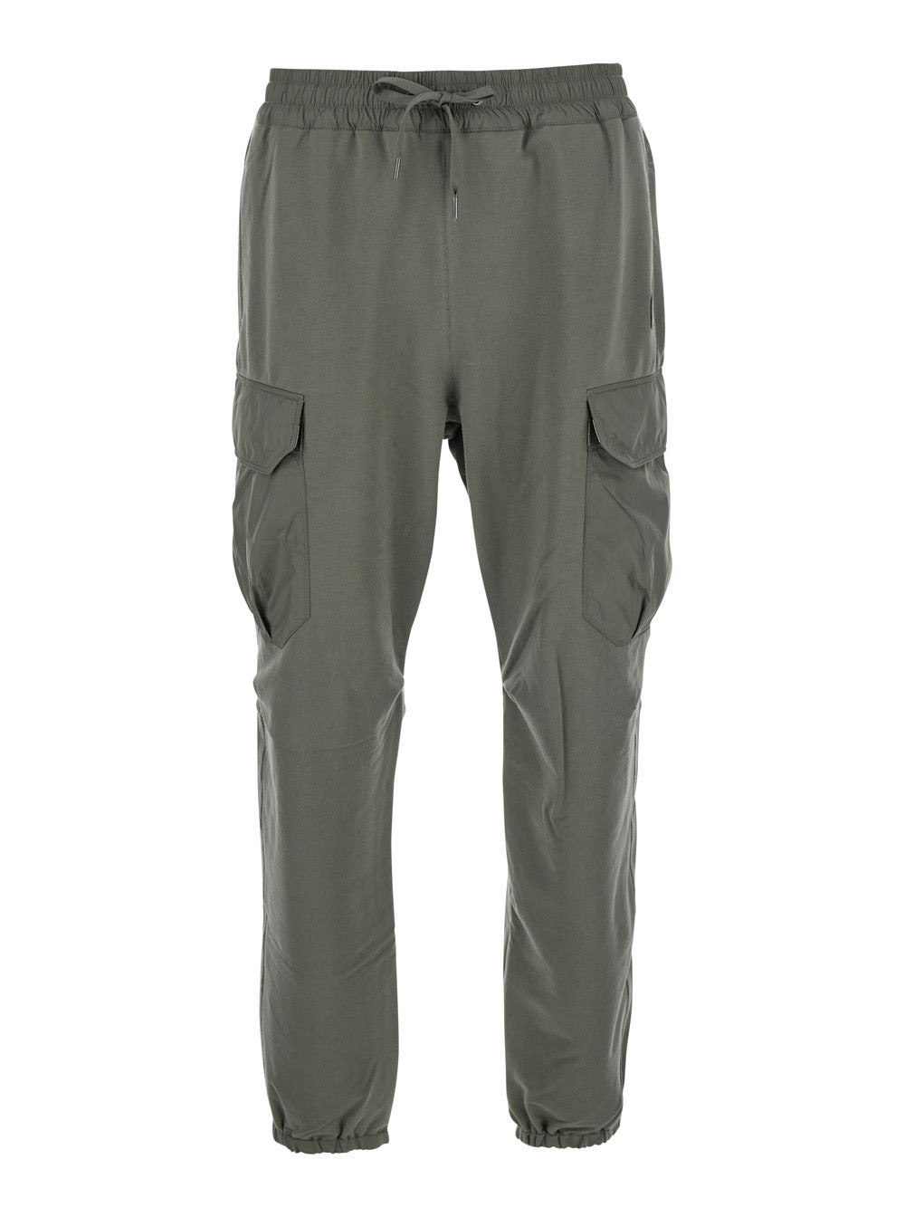 Parajumpers Men 'Kennet' Green Pants With Logo Patch On The Side And Elastic Drawstring Waist In Cot - 1