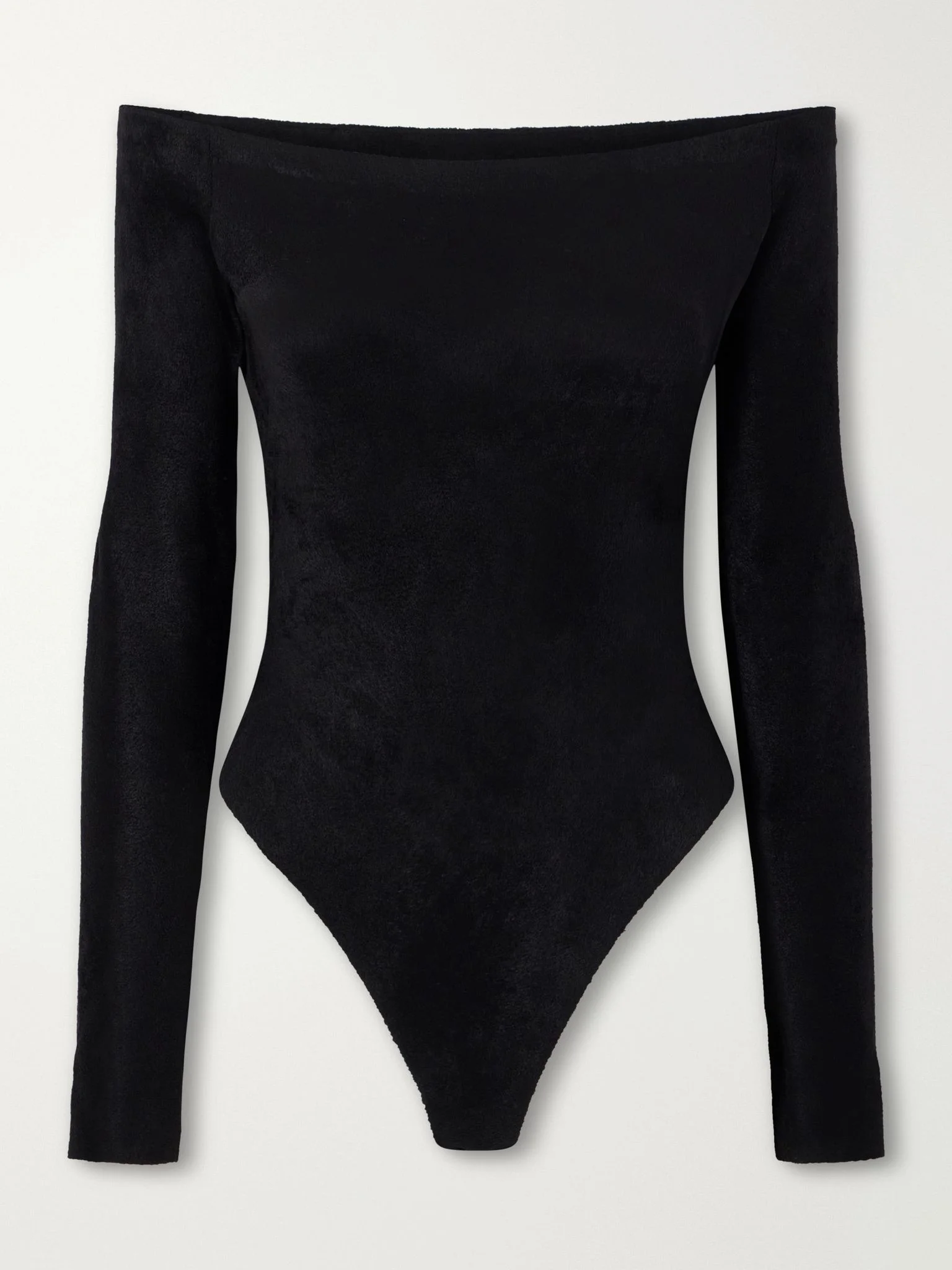 Off-the-shoulder velvet bodysuit Black - 1