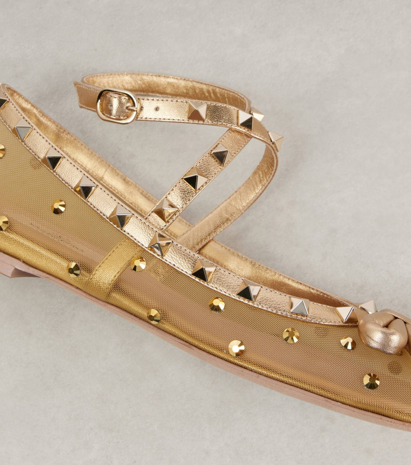 Rockstud embellished mesh ballet flats 6