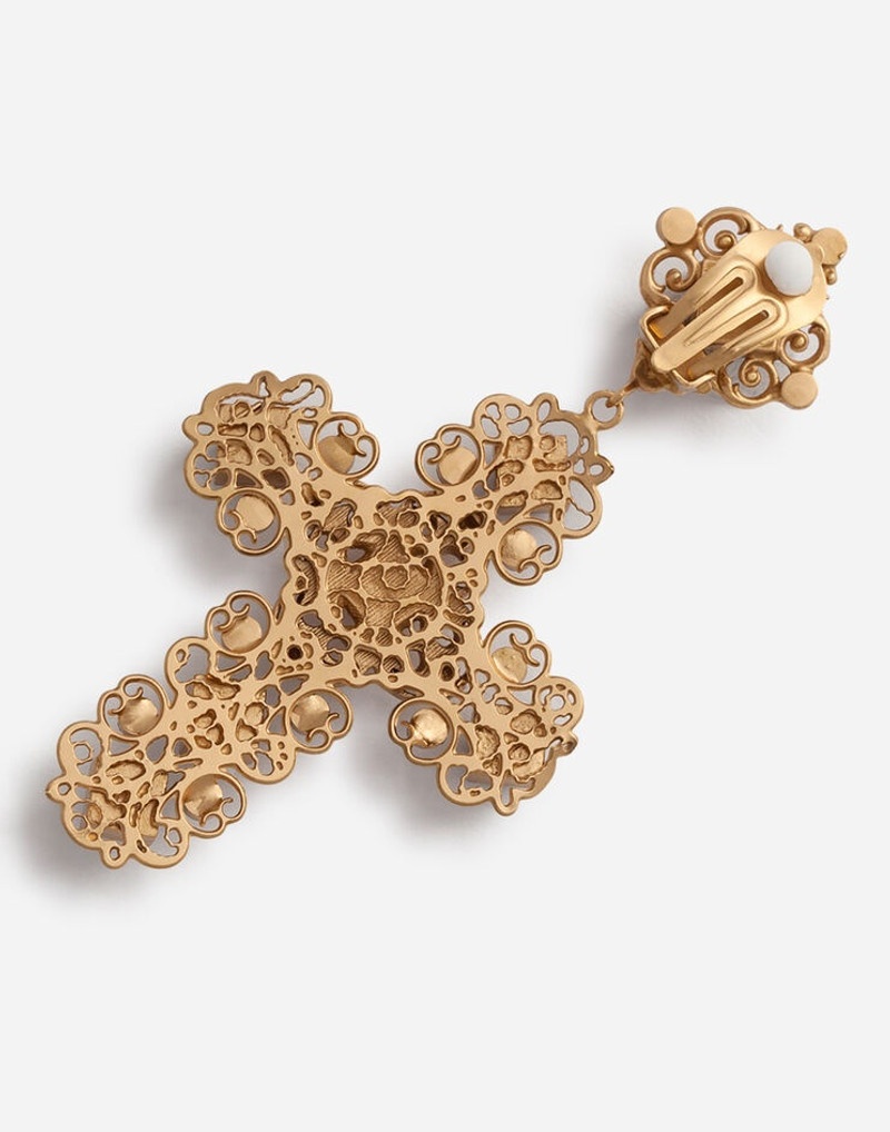 Clip-on drop earrings with crosses 3