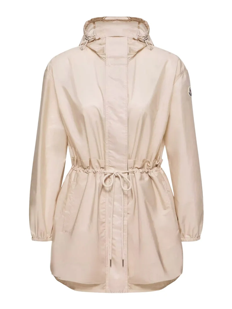 Moncler Women Midi Weteau Jacket With Hood And Ruffles - 1