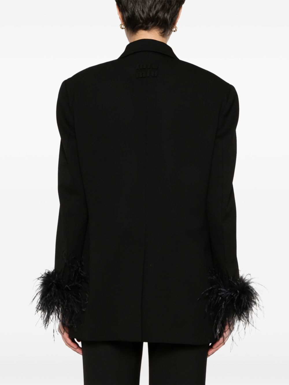 feather-trim blazer - 4