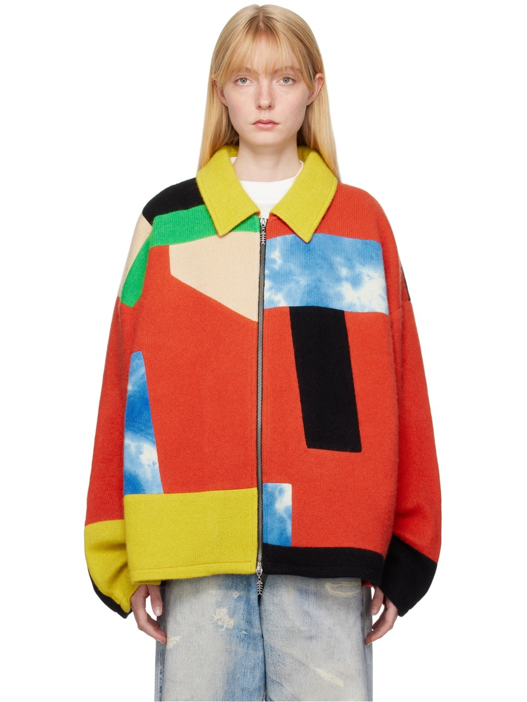 SSENSE XX Multicolor Patchwork Cashmere Jacket - 1