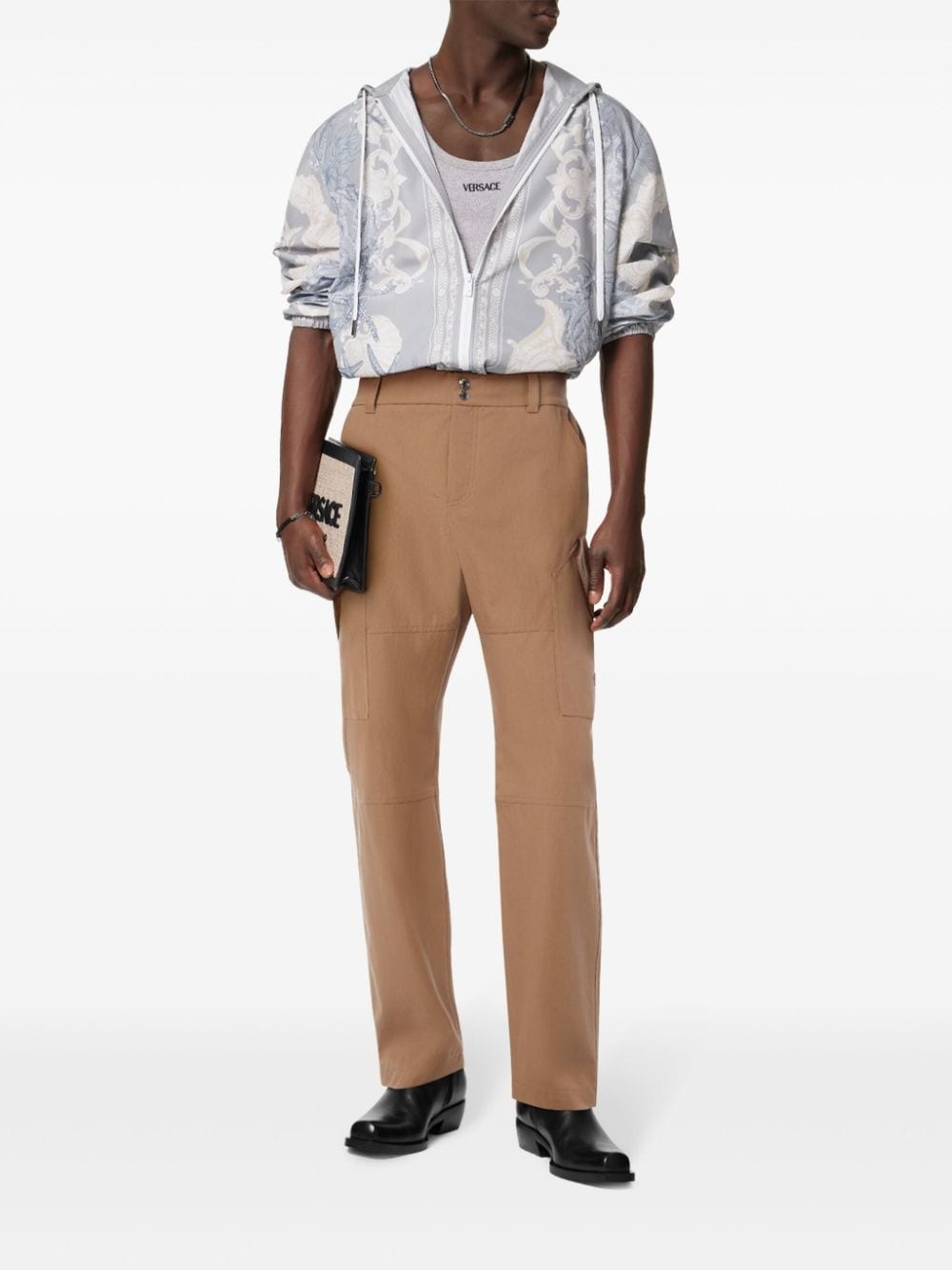 logo-embroiderd straight-leg trousers - 2