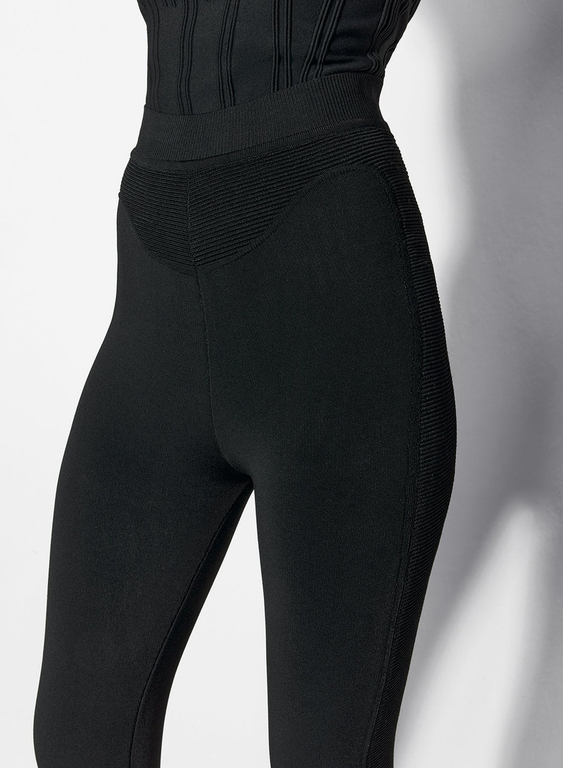 MUGLER black sculpting knit leggings outlook