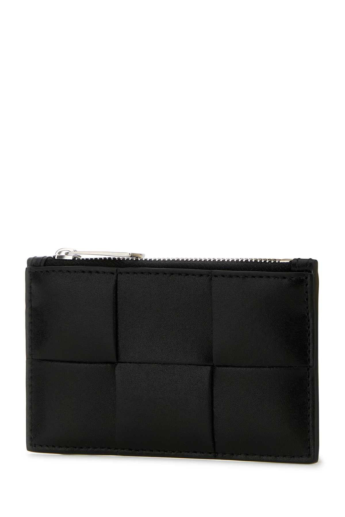 Bottega Veneta Men Black Leather Card Holder - 2