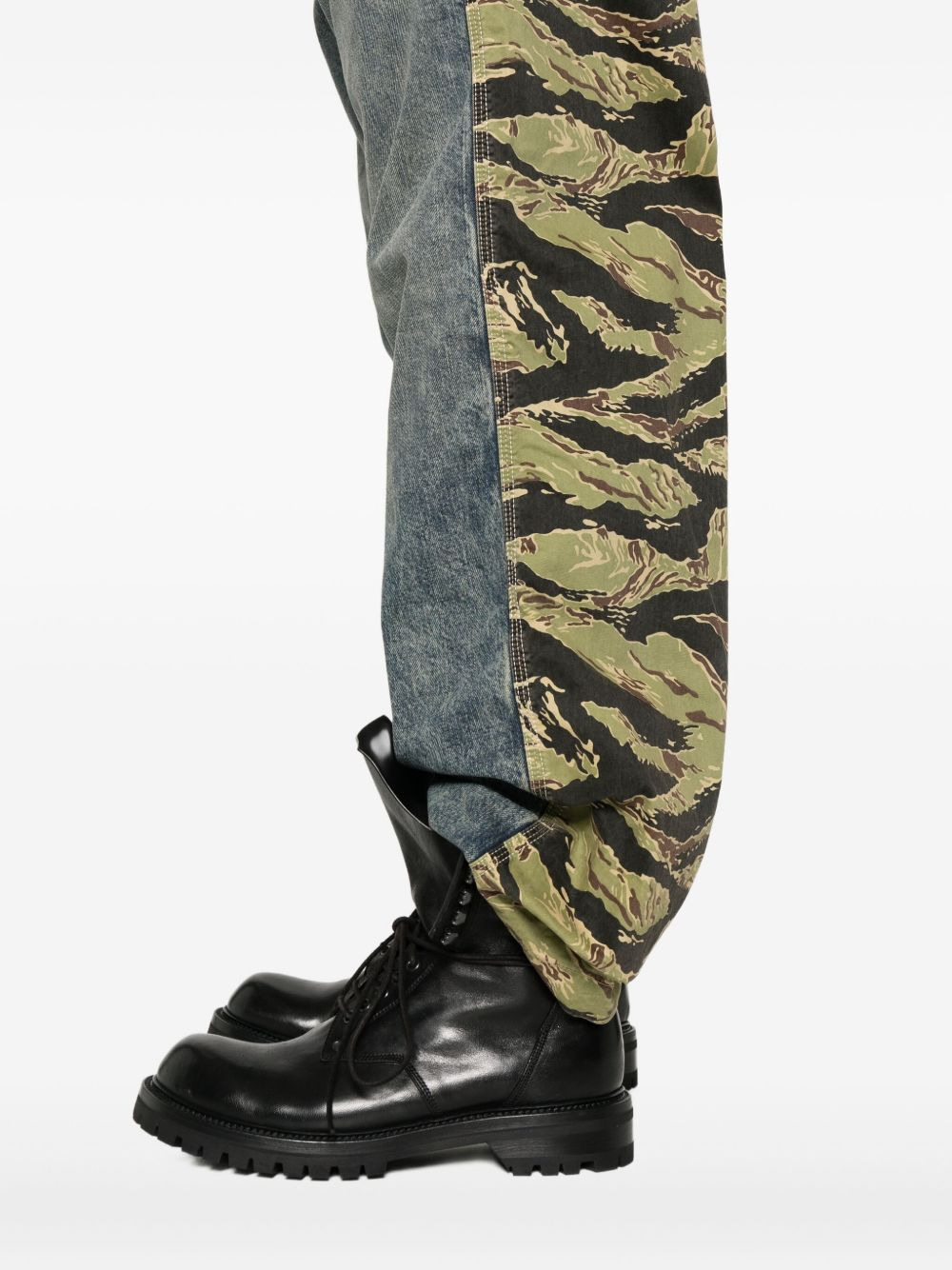 tiger-stripe panel jeans - 5