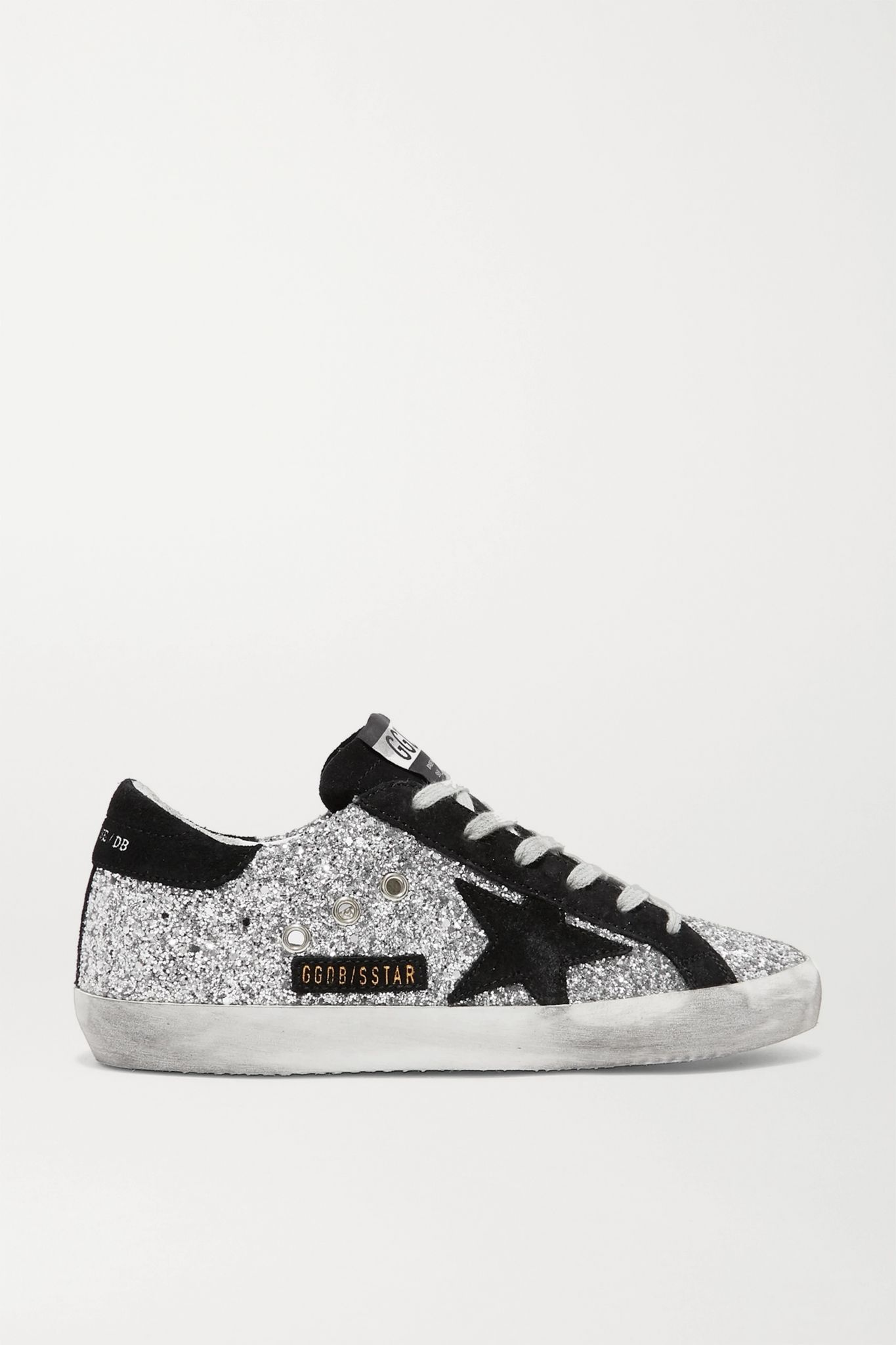 Superstar glittered leather and suede sneakers - 1