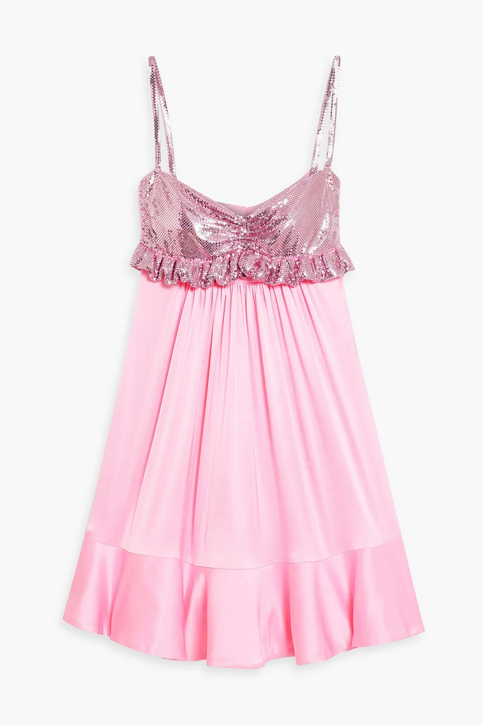 Ruffled chainmail and stretch-satin mini dress - 1