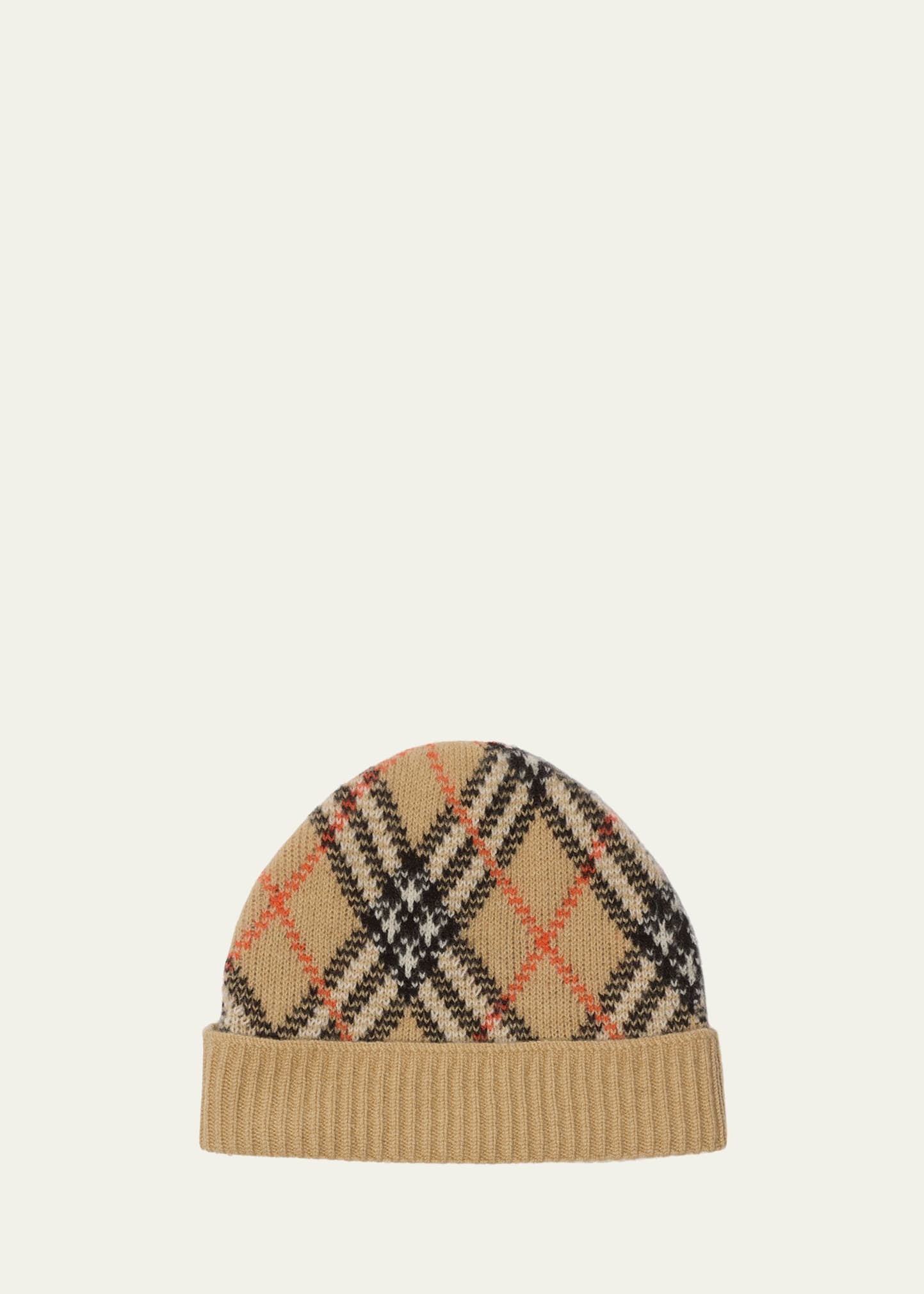 Check Cashmere-Blend Beanie - 1