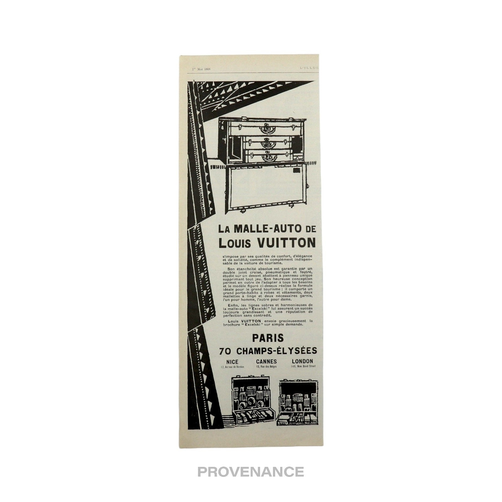 Louis Vuitton Antique Vintage Newsprint Ad - MALLE-AUTO - 3