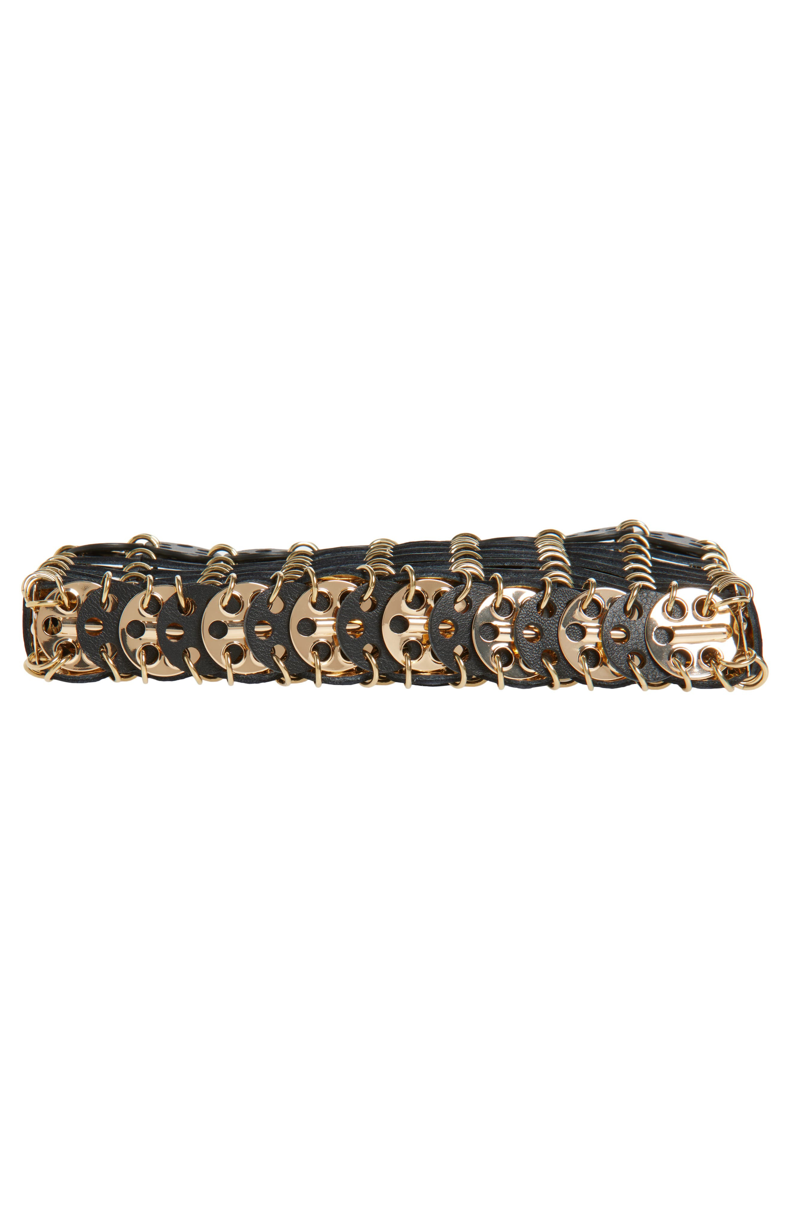 Rabanne Small 1969 Iconic Leather Shoulder Bag in Black /Gold at Nordstrom - 6