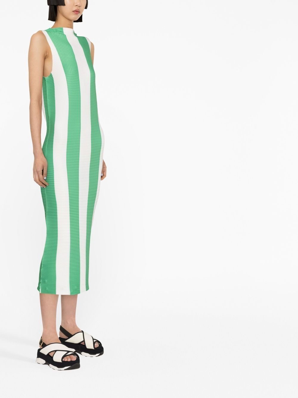 horizontal-pattern print midi dress - 2