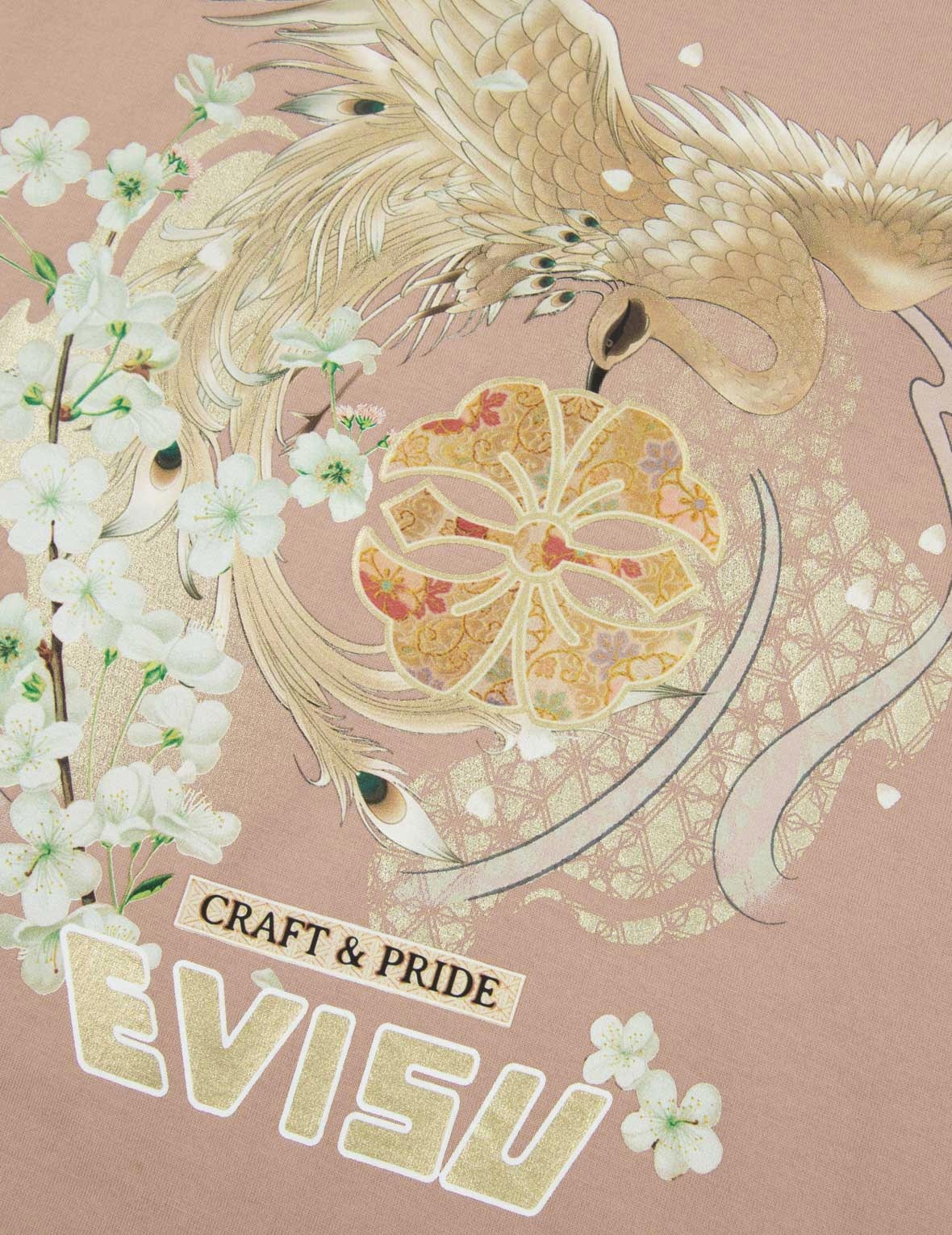 PEACOCK AND SAKURA PRINT T-SHIRT - 7