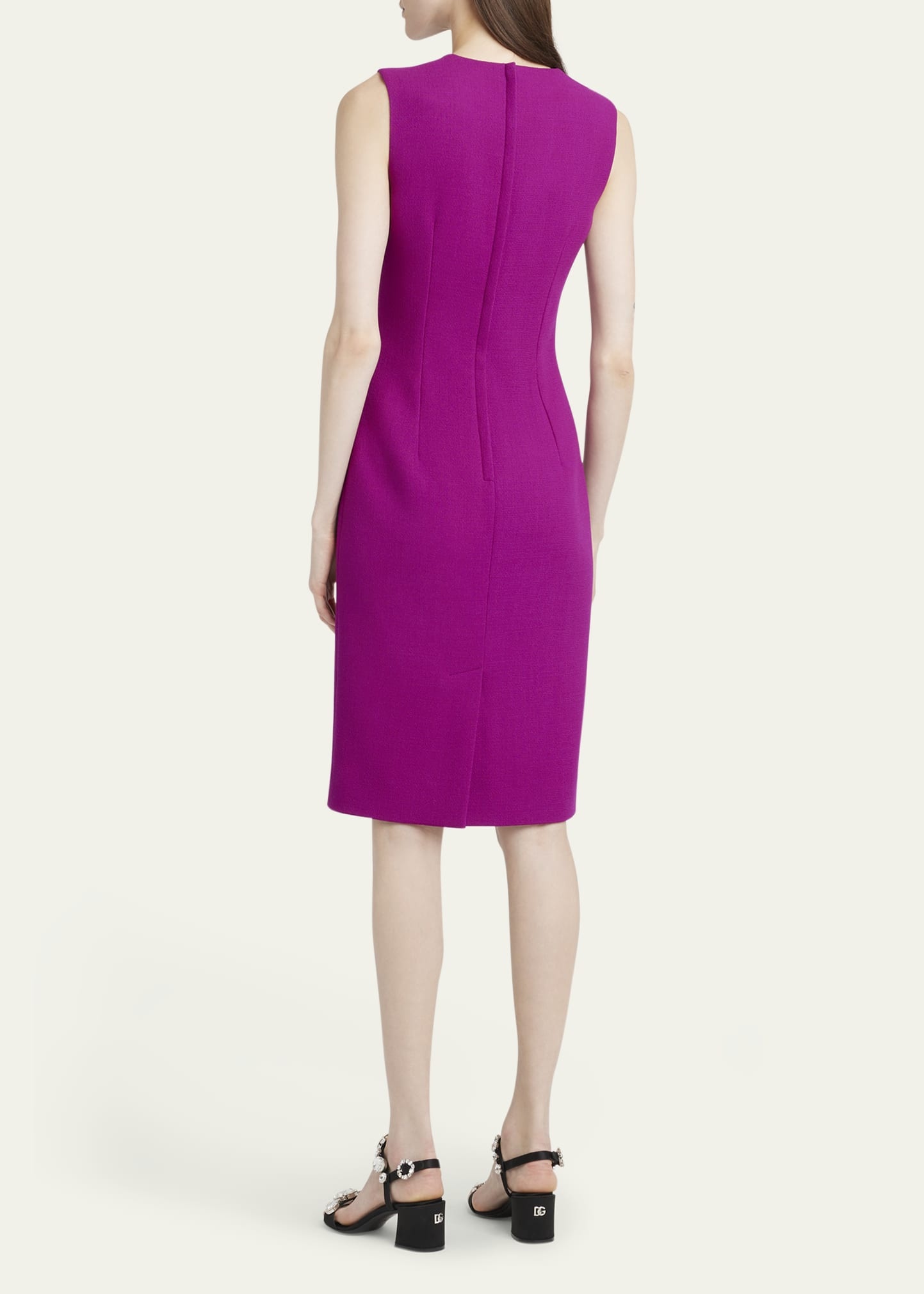 Sheath Crepe Wool Dress - 3