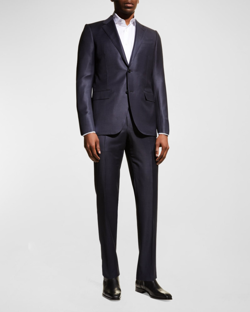 ZEGNA Men's Wool Tic-Weave Suit outlook