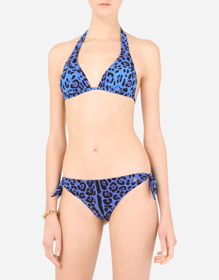 Padded triangle bikini top with neon leopard print - 4