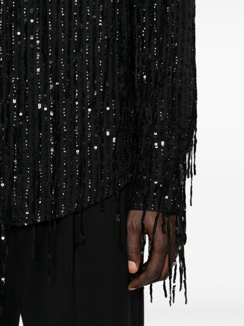 sequin-embellished straight-point collar shirt 5
