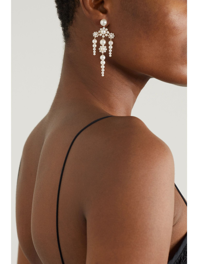 SOPHIE BILLE BRAHE Fontaine de Mariage 14-karat gold pearl single earring Ivory outlook