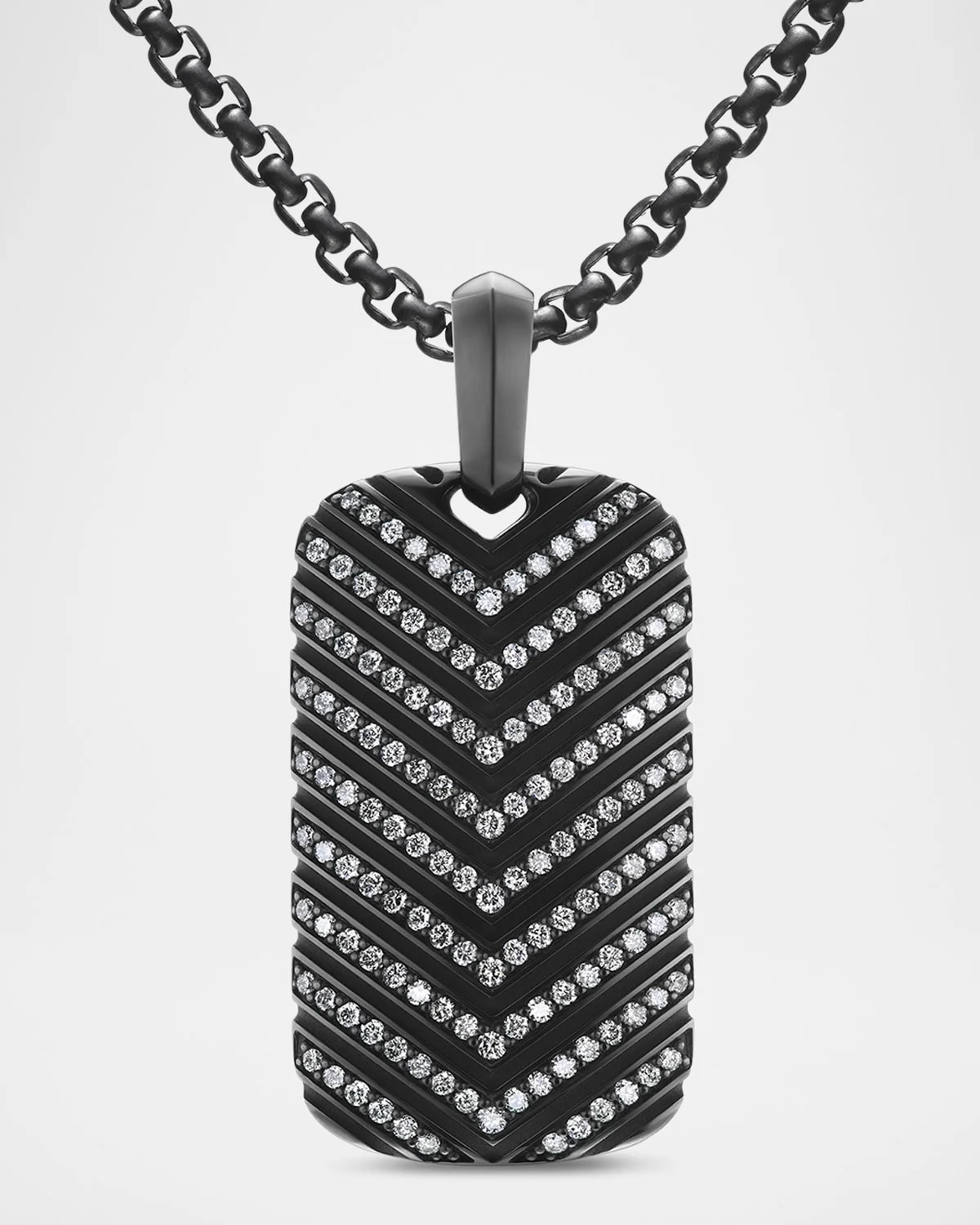 Men's Chevron Tag Enhancer in Titanium with Diamonds, 34mm - 1