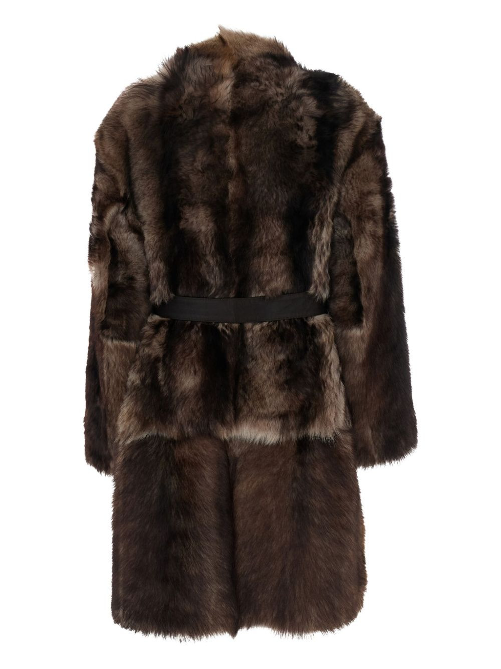 belted shearling coat - 2