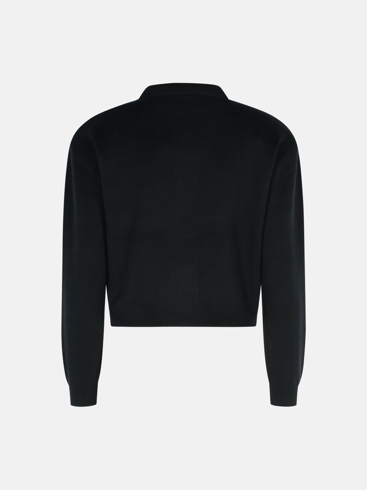 BLACK COTTON BLEND CARDIGAN - 3