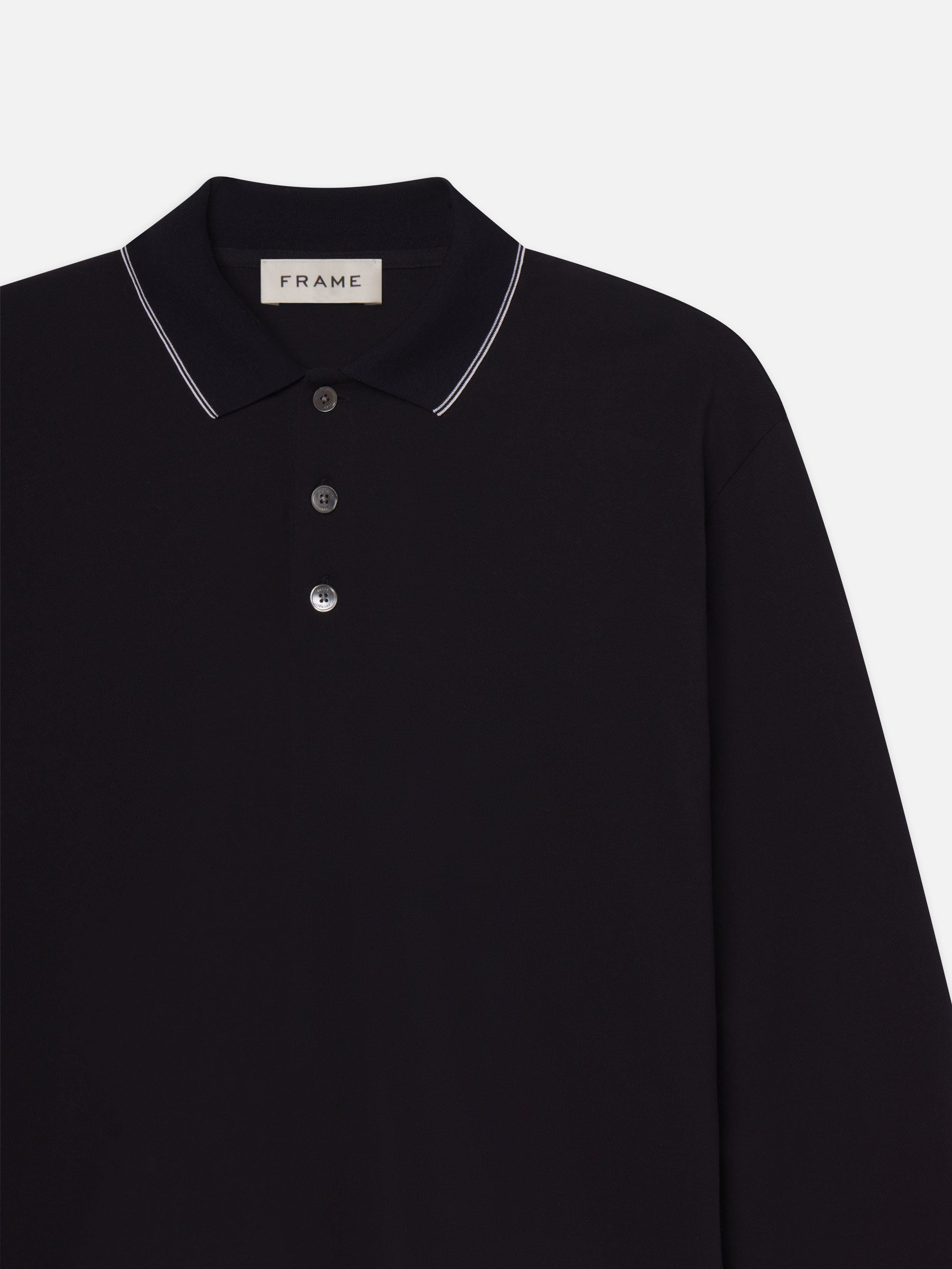 L/S Pique Polo in Dark Navy - 2