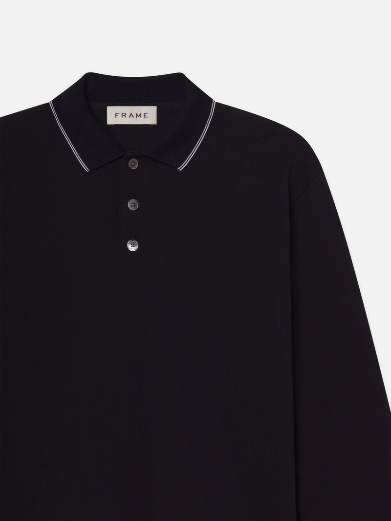 FRAME L/S Pique Polo in Dark Navy outlook