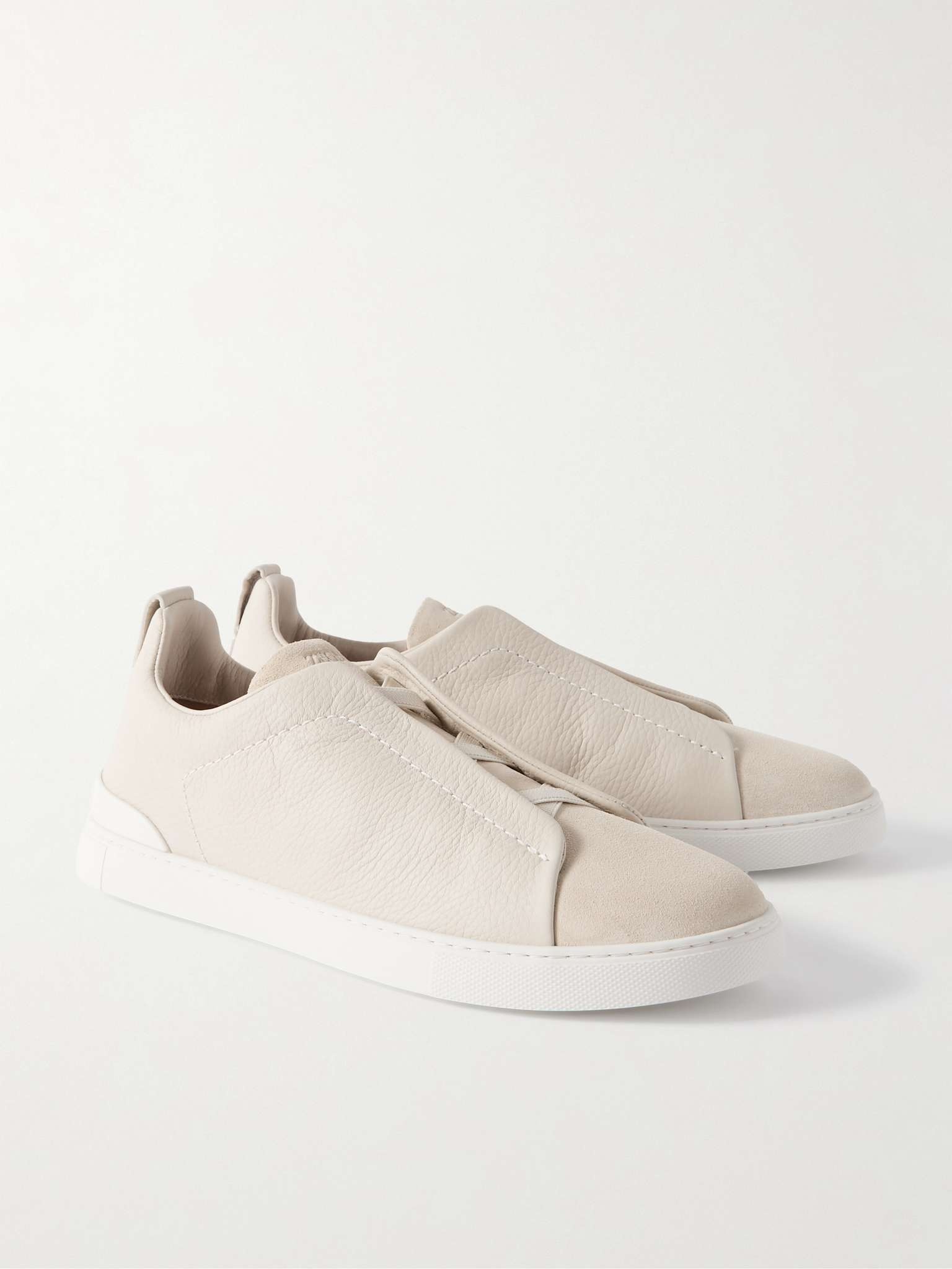 Triple Stitch Full-Grain Leather and Suede Sneakers - 4