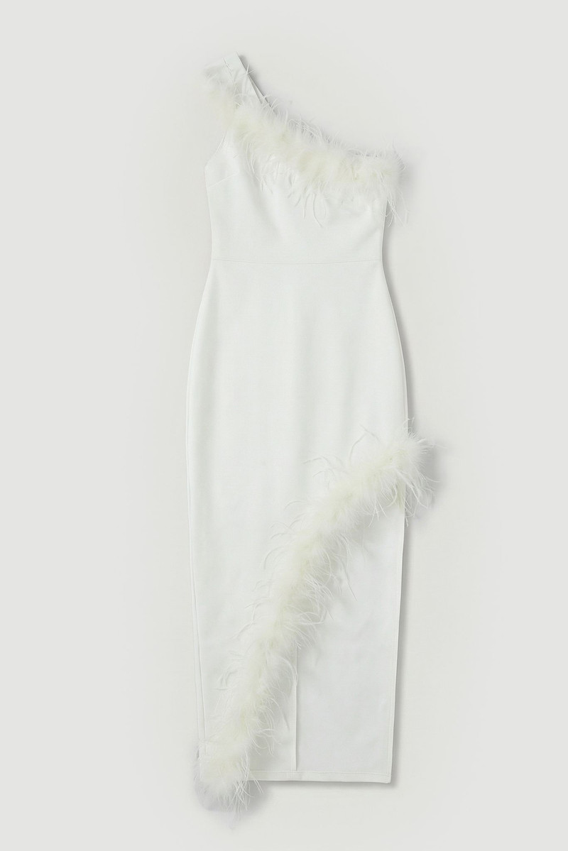 Petite Feather Figure Form Bandage Knit Maxi Dress - 1