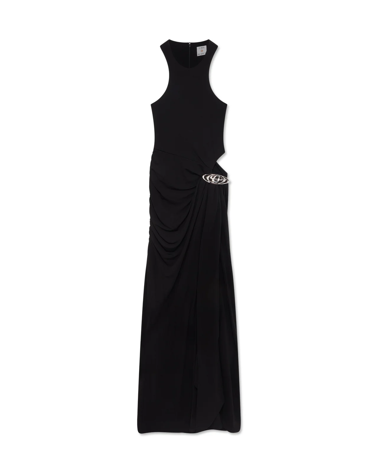 Black Draped Maxi Dress - 1