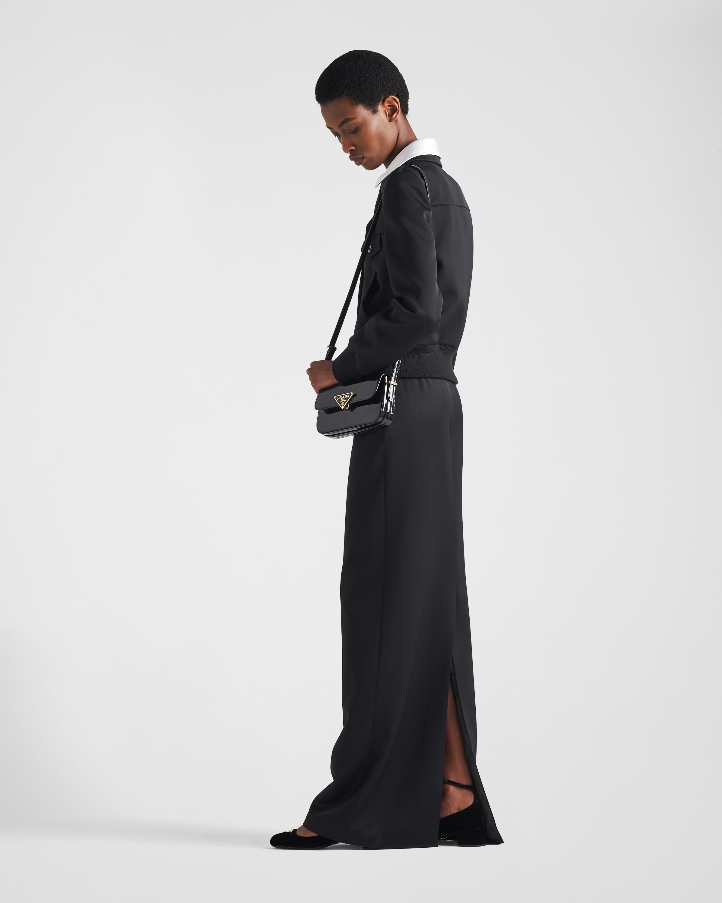 Long wool satin skirt - 5