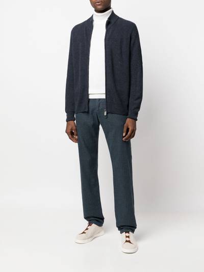 Canali ribbed-knit zip-up cardigan outlook