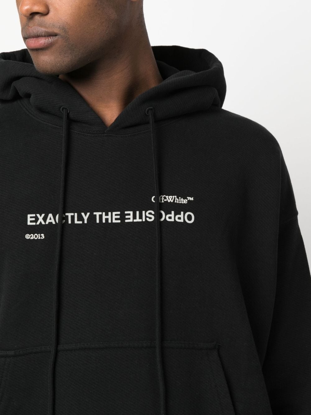 slogan-print drawstring hoodie - 5