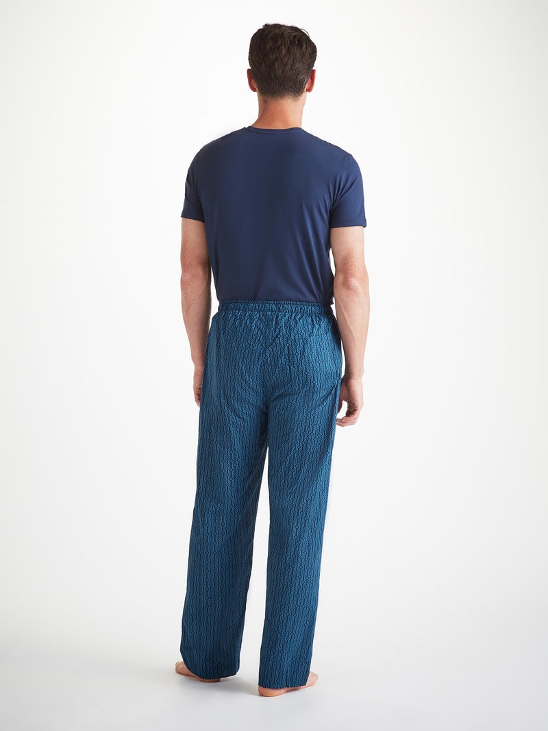 Men's Lounge Pants Cotton Batiste Navy Rope Print - 4