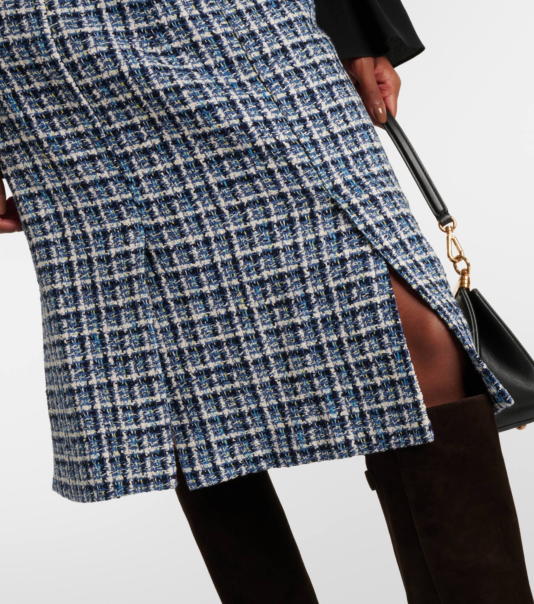 High-rise cotton-blend tweed midi skirt - 5