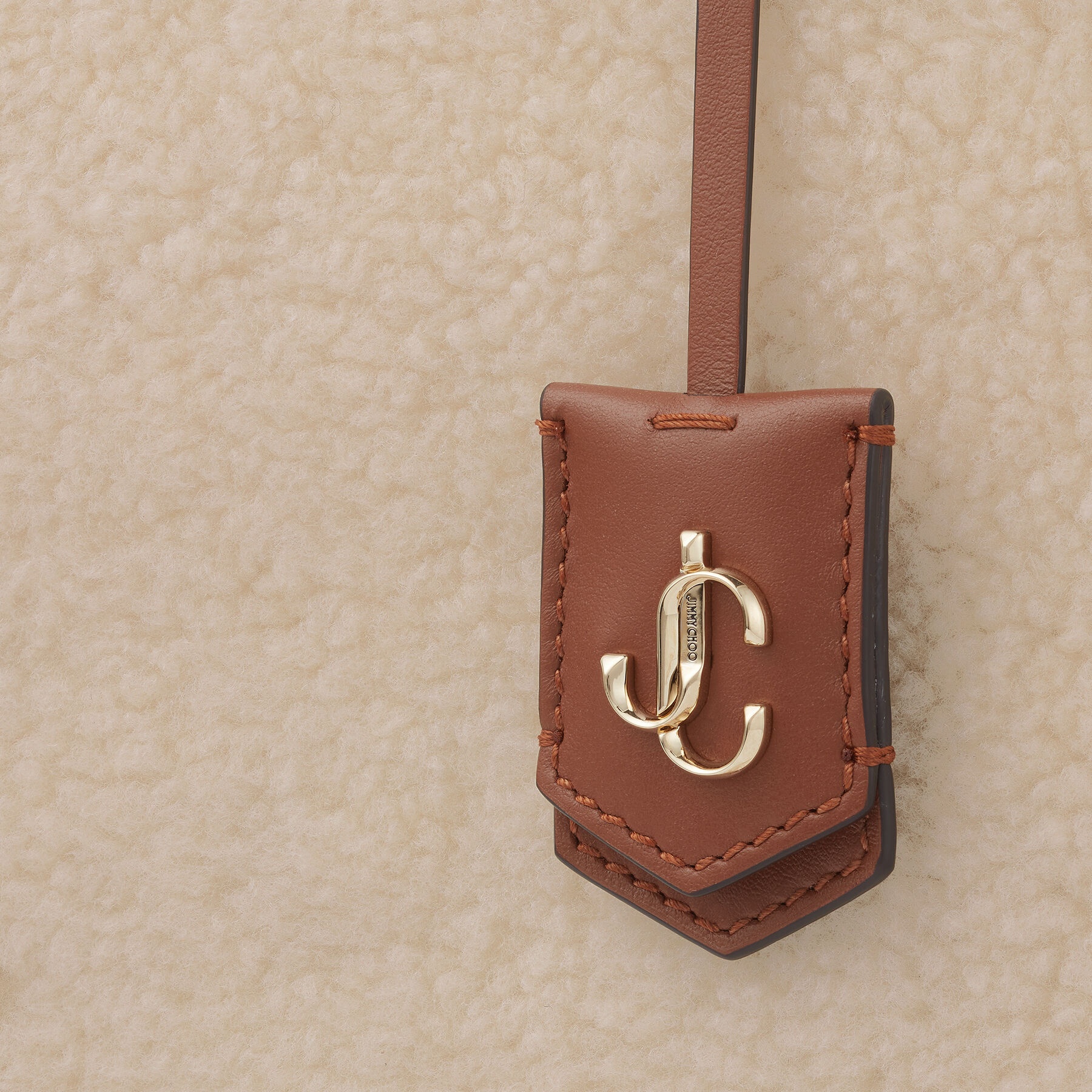 Nine2five E/w
Natural Curly Shearling and Dark Tan Smooth Calf Leather Tote Handbag with JC Emblem - 3