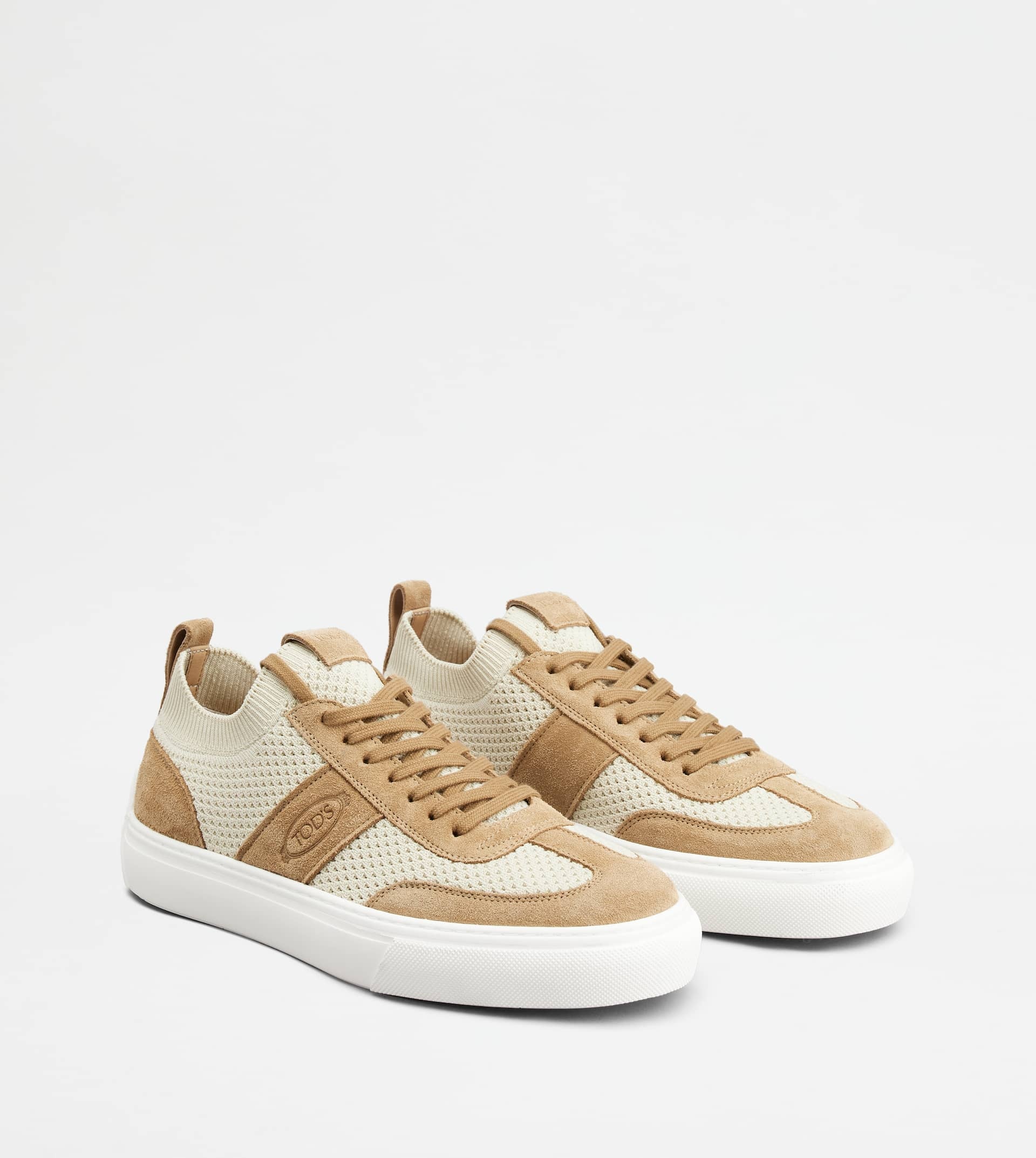 TOD'S SNEAKERS IN FABRIC AND SUEDE - BROWN - 3