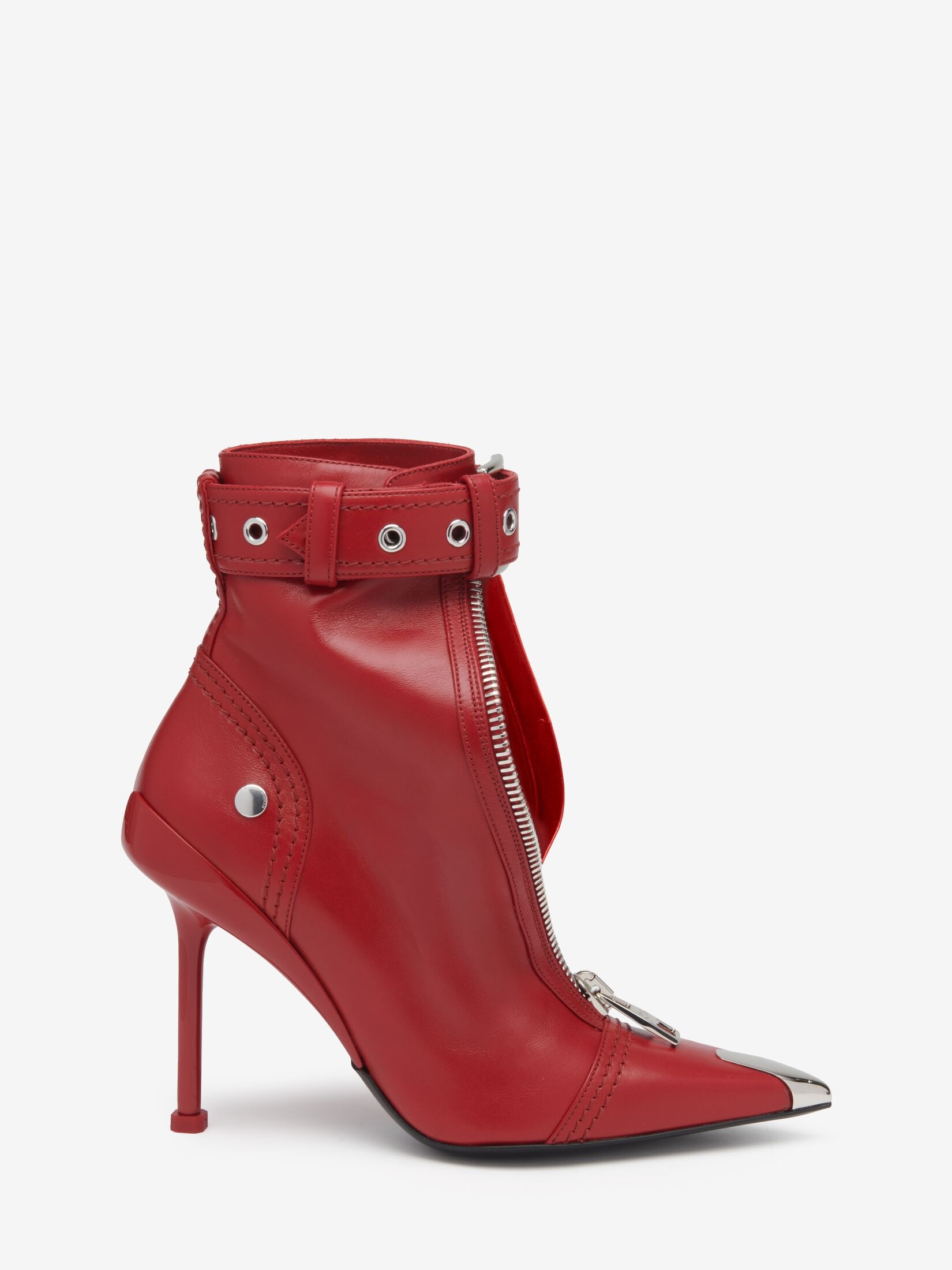 Women's Slash Biker Boot in Blood Red/silver - 1