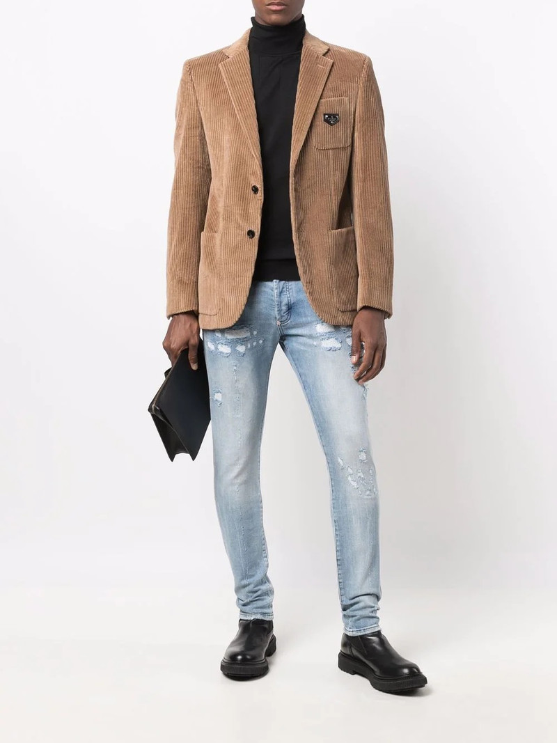 PHILIPP PLEIN single-breasted corduroy blazer outlook