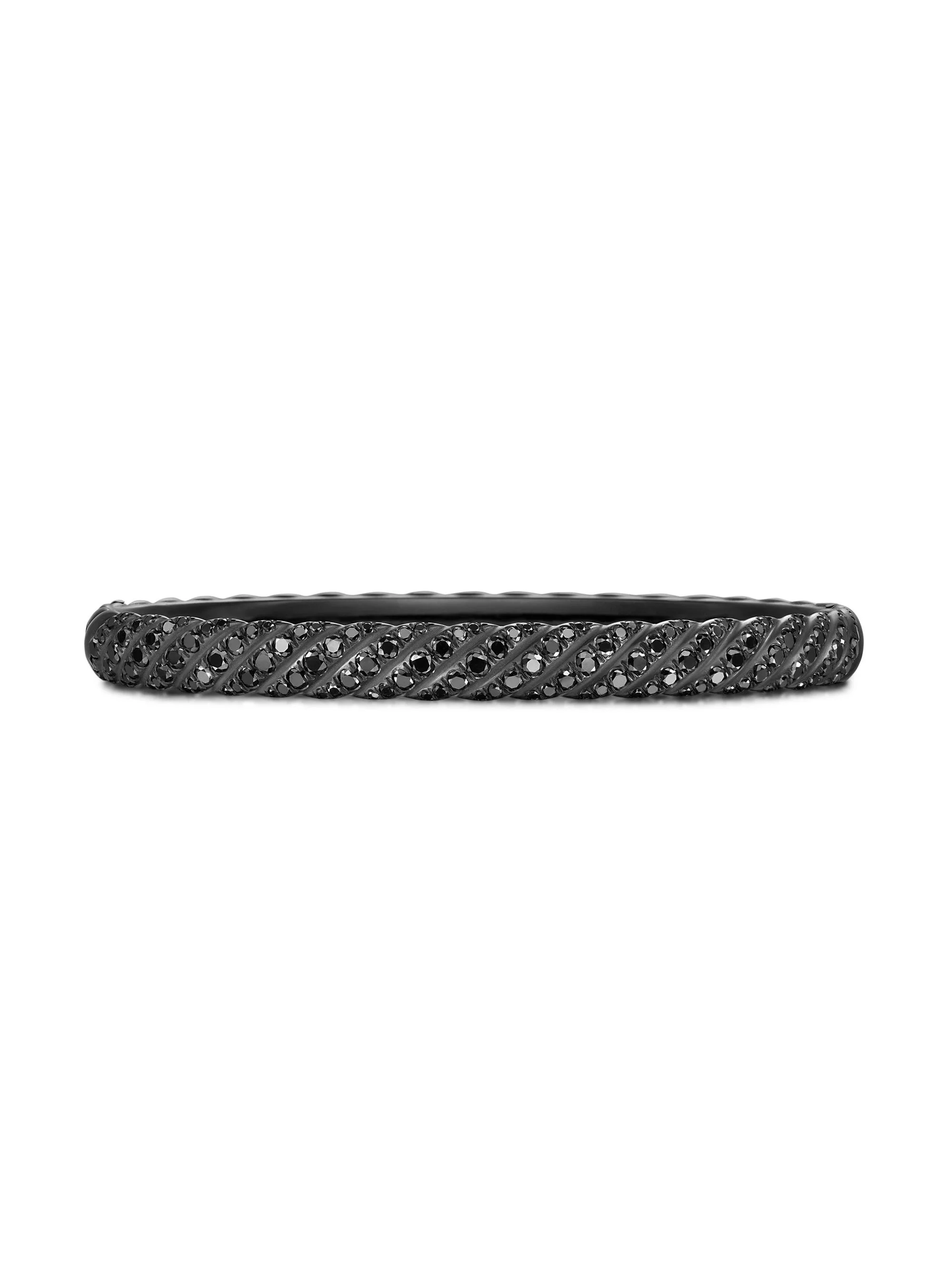 Women's Sculpted Cable Bangle Bracelet in Black Titanium - Black Diamond - 1